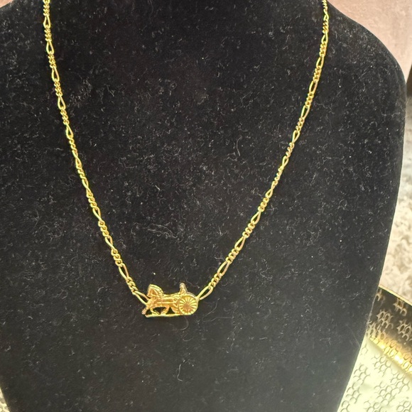 Celine Jewelry - Vintage Celine Gold Necklace with Chariot Pendant